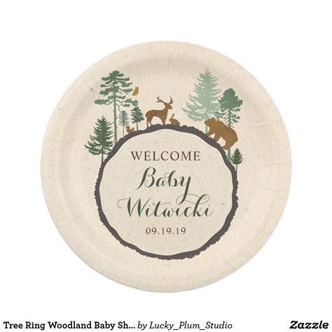 Tree Ring Woodland Baby Shower Paper Plate Baby Shower Plates Baby Boy
