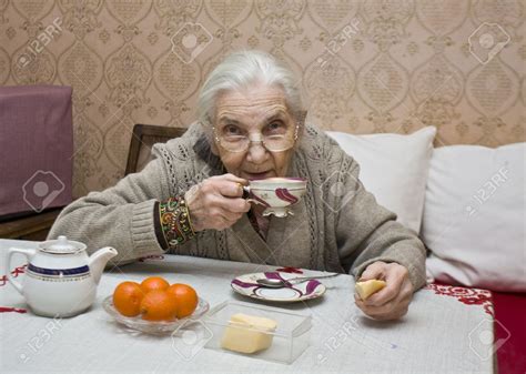 Old Lady European Drinking Tea At Home Drinking Tea Tea Culture