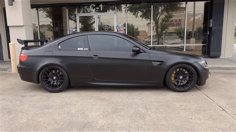 They also have gloss black inner barrels. Satin Black wrapped BMW M3 E92 looks SICK - YouTube