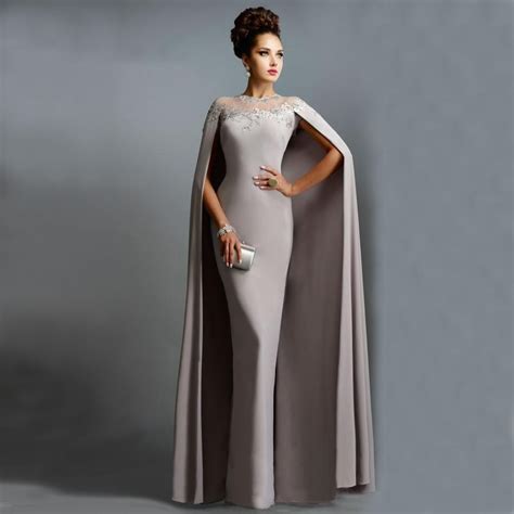 Real Price Lace Mother Of The Bride Dresses With Long Cape Formal Party