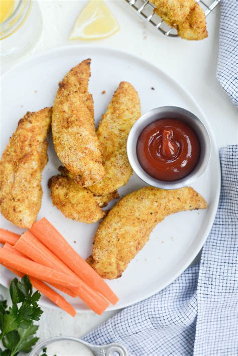 The air fryer is definitely our preferred way to cook these chicken strips which end up with a fabulous crunch out of the fryer. Crispy Air Fryer Chicken Tenders - Simply Scratch