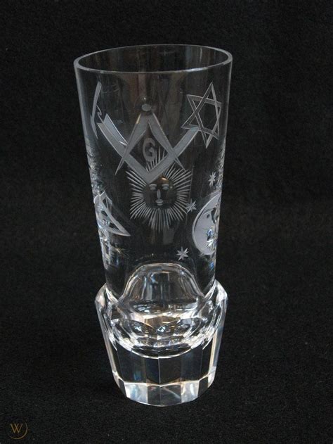 Vintage Masonic Freemason Etched Crystal Firing Glass Style A 1739187206