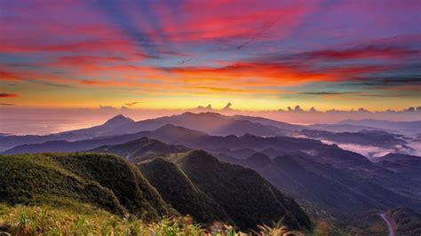 Sunset Mountains Clouds Landscapes Nature Hills Wallpaper 1920x1080