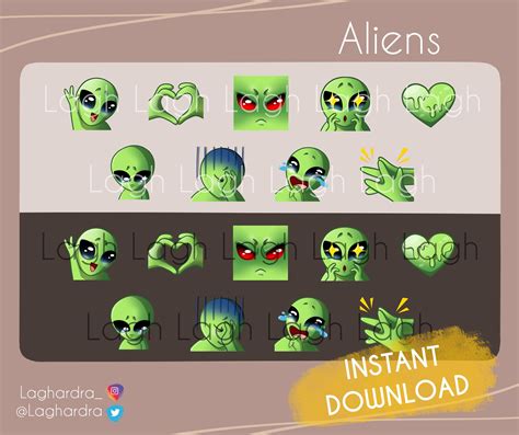 Alien 9 Emotes Pack For Twitchdiscordbetterttv Etsy