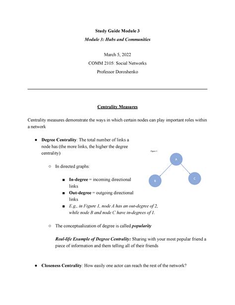 Comm 2105 Social Networks Module 3 Study Guide Study Guide Module