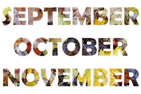 Words September October November Made From Autumn Picture With Maple