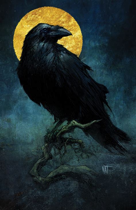 Oil Art Collectibles Painting Crow Black Art Raven Print Canvas Raven Painting Mystical Art