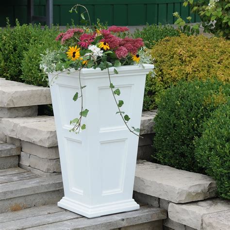 Fairfield Tall Planter White Self Watering Gardening Container Pot