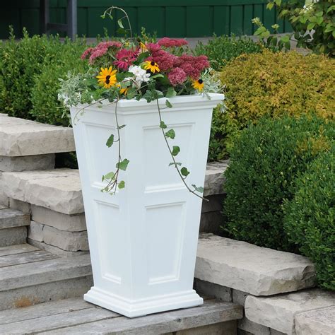 Fairfield Tall Planter White Self Watering Gardening Container Pot