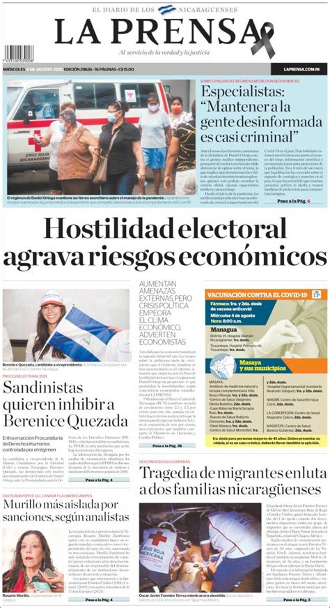 Periódico La Prensa Nicaragua Periódicos de Nicaragua Toda la prensa de hoy Kiosko net