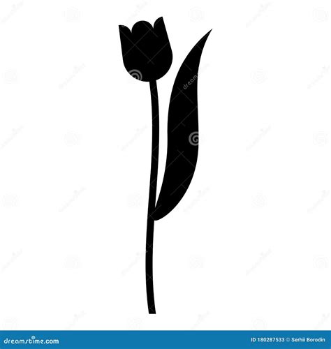Flower Tulip Plant Silhouette Icon Black Color Vector Illustration Flat