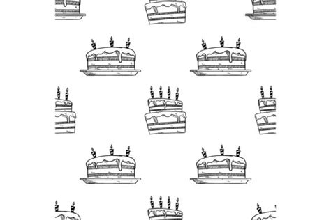 Doodle Birthday Cake Seamless Pattern Graphic By Padmasanjaya · Creative Fabrica