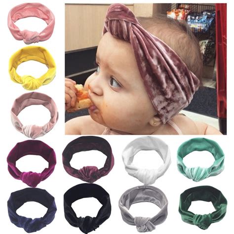 Newborn Headband Velvet Elastic Baby Turban Knot Hair Band Girls Head