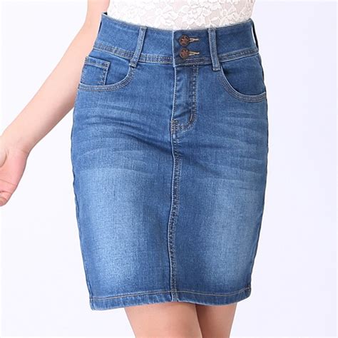 New Casual Women Summer Saias Plus Size Jeans Skirt Ladies Denim Long Jean Pencil Skirts