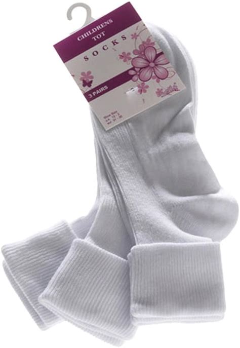 Girls White Ankle Socks Turnover Top Amazon Co Uk Clothing