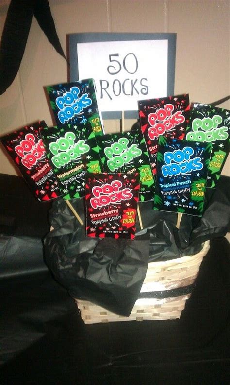pop rocks table decoration 50 rocks made for dads 50th birthday party 50th birthday themes