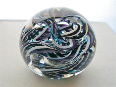 Mesmerizing Signed G Glass Paperweight Intensely Complex Designs Gorgeous Colors Glass