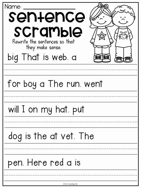 Free Printable Scrambled Sentences Worksheets
