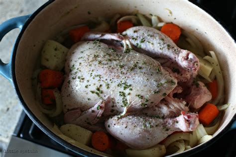 For a simple family meal, cut up a whole chicken (or buy it precut at the grocery store) and bake while you prepare the side dishes. Little Spatula: Roast Chicken in a Dutch Oven