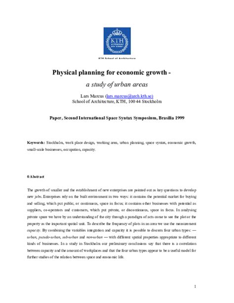 Pdf Physical Planning For Economical Growth A Study Of Urban Areas