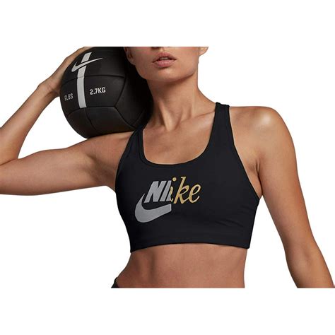 Nike Nike Womens Pro Swoosh Metallic Medium Support Sports Bra Black