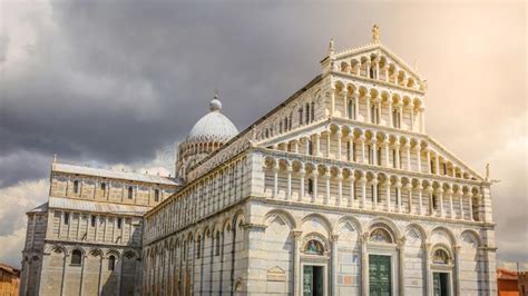 Miracle Square And Cathedral Duomo At Dramatic Sunset Pisa Tuscany