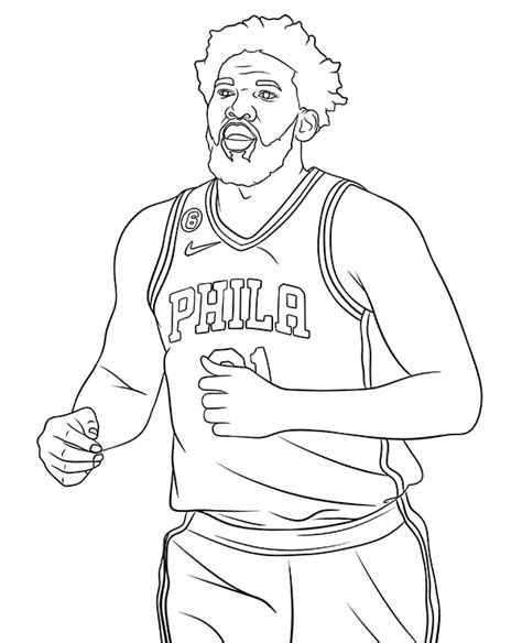 Joel Embiid Coloring Page Basketball