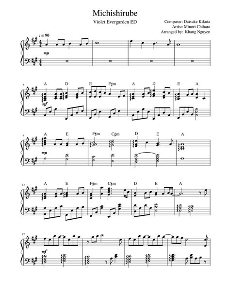 Michishirube Violet Evergarden Ed Sheet Music For Piano Solo