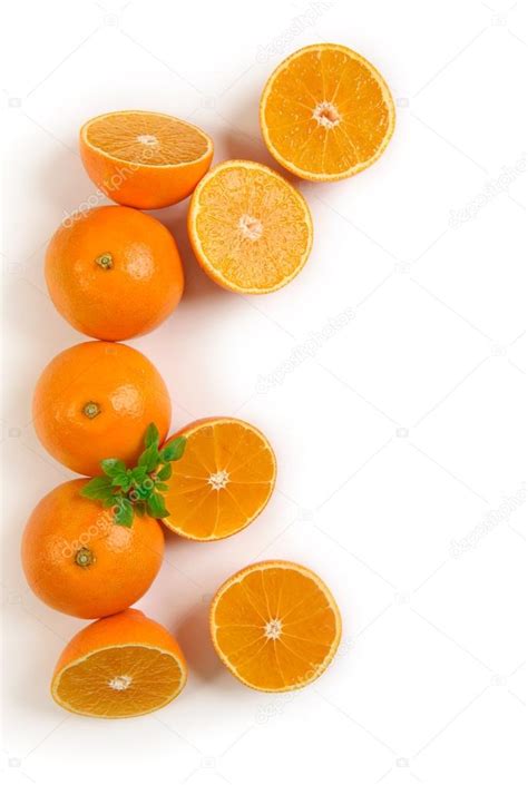 Orange Fruits Isolated On White Background Stock Photo By ©spaxiax