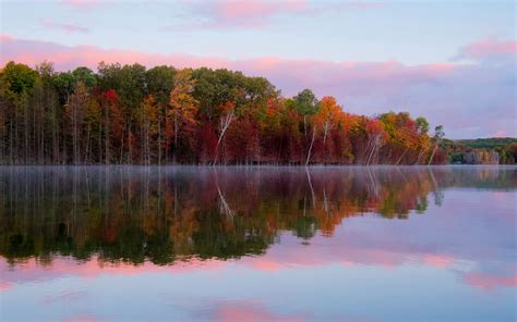 Download Wallpaper 3840x2400 Trees Autumn Lake Reflection 4k Ultra