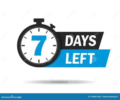 7 Days Left Count Timer Icon Vector Emblem Of 7 Days Left In Flat