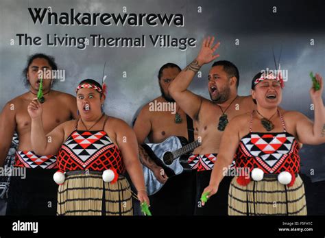 Maori Perform The Haka Whakarewarewa Maori Village Rotorua North