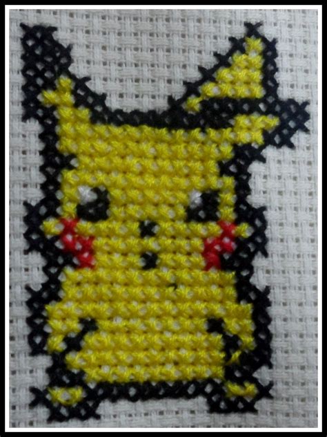 Pikachu Pikachu Pokemon Cross Stitch Mario Characters Canvas Handmade Punto Cruz Gratis
