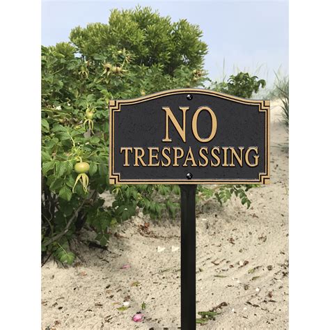 No Trespassing Statement Lawn Plaque With Stake Signs Sku Wp 0002