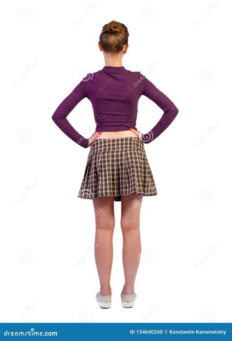 Back View Of Standing Young Beautiful Woman Stock Photo Image Of