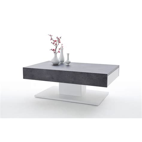 White granite or glossy concrete. Atena white coffee table with concrete imitation top ...