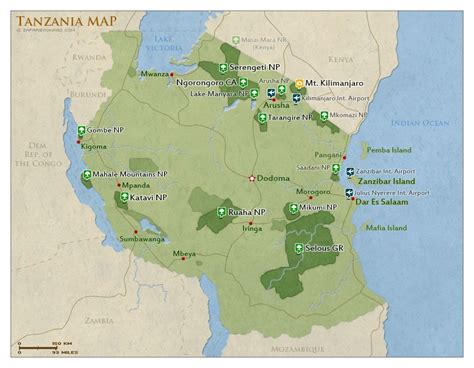 Tanzania map & highlights with sample itineraries to help you make the most of your time in tanzania. Map of Tanzania with national parks and highlights | #Tanzania Safari Travel Guide - with info ...