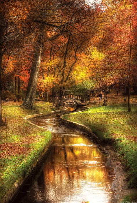 Autumn Landscape By A Little Bridge Photograph By Mike