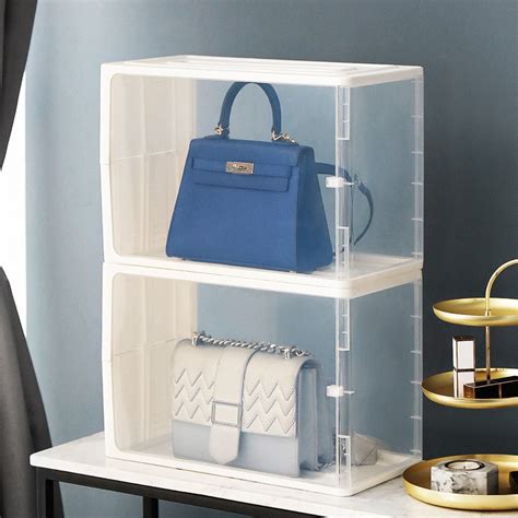 Handbag Storage Organizer Box Stackable Transparent Display Box For