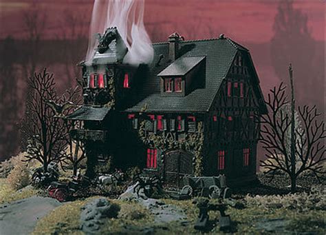 Vampire Villa Haunted Mansion W Flickering Light Kit N Scale Model