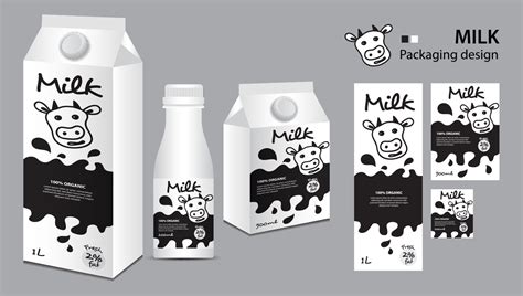 Milk Package Design Milk Label Design Milk Boxes Set And Bottle