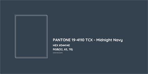 About Pantone 19 4110 Tcx Midnight Navy Color Color Codes Similar