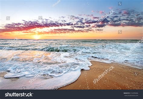 Colorful Ocean Beach Sunrise Deep Blue Stock Photo Edit Now 314299406
