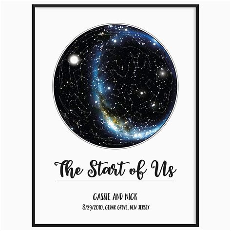 Buy Custom Personalized Star Constellation With Milky Way Star Chart