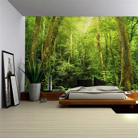 Entrance To A Dark Leafy Forest Wall Mural Removable Etsy Large