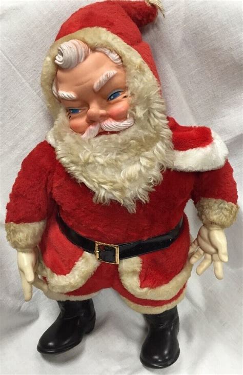 Vintage 1950s Santa Claus Plush My Toy 20in Rubber Face Hands Boot