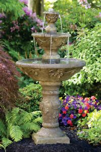Water recirculates from the top tier down to the bottom with the help of an electric pump. 56" Three Tier Harvest Fountain - Outdoor Concrete Garden ...