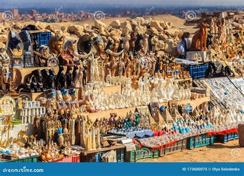 Various Traditional Egyptian Souvenirs For Sale In Street Market Stock Image Image Of Commerce