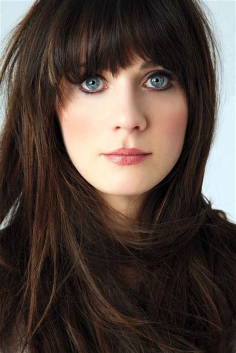 Zooey Deschanel Long Straight Hairstyle With Blunt Bangs Women Hairstyles