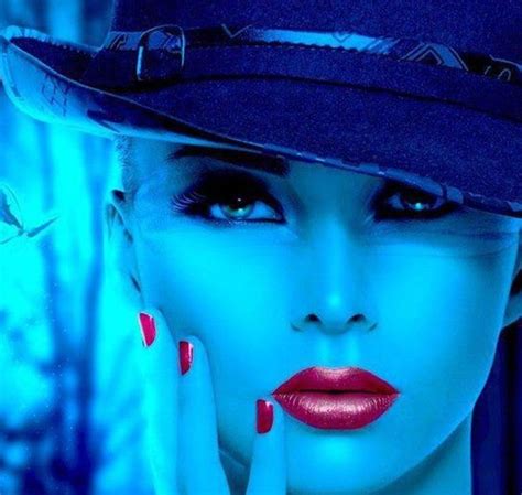 Chic Blue Woman Rhapsody In Blue Color Azul Female Art Shades Of